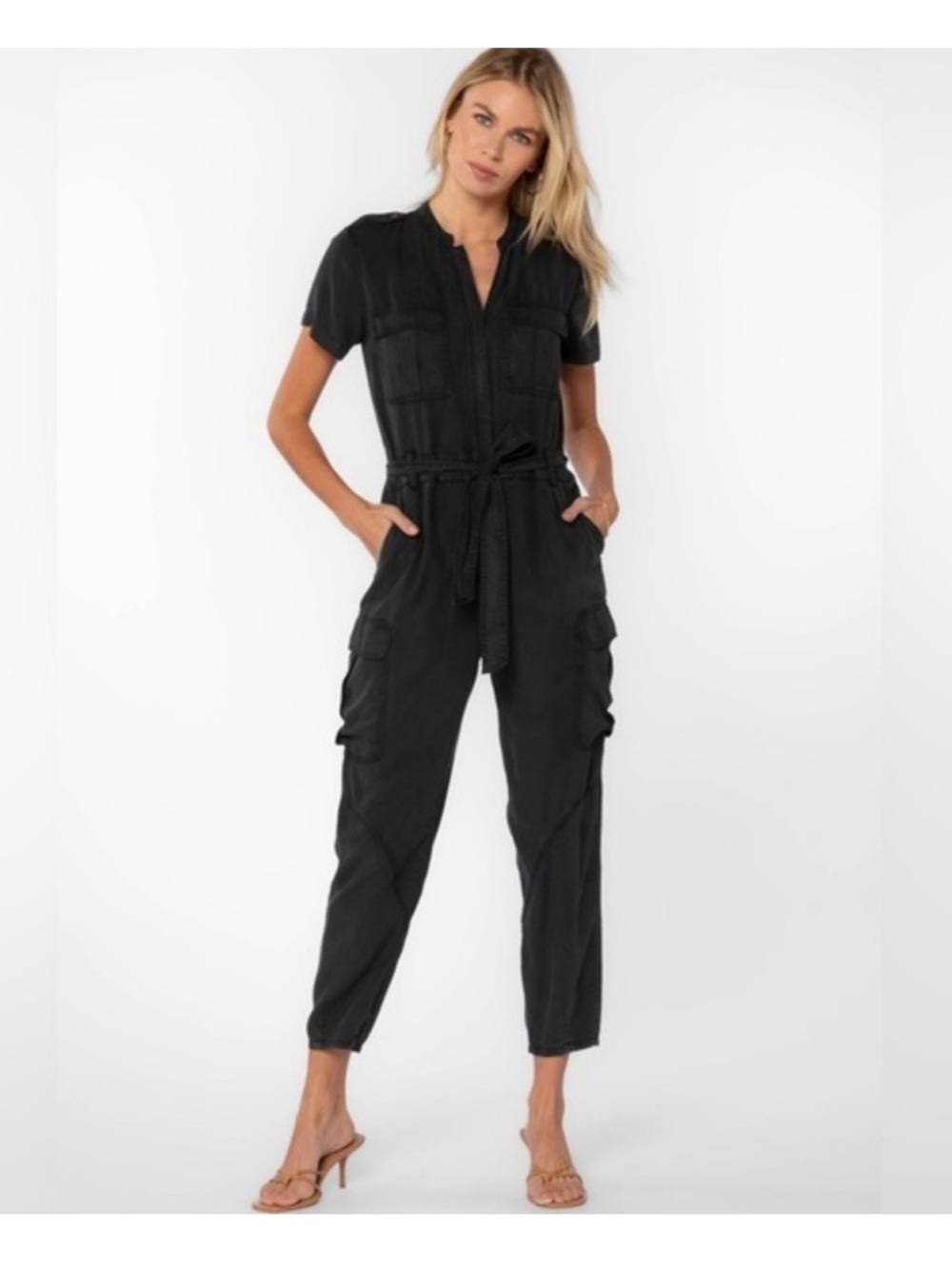 NWT Velvet Heart Sage Green Greyson Utility Jumpsuit Belted Cargo